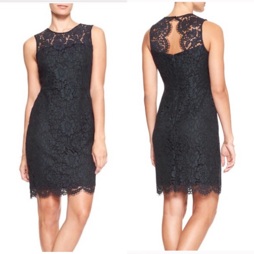BANANA REPUBLIC Two Tone Lace Sleeveless Dress